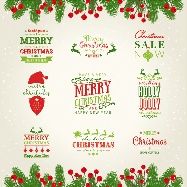 Christmas logo with labels design vectors set