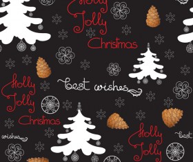Christmas pattern seamless with black background vector 02