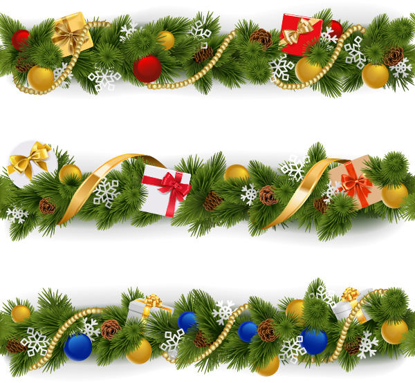 Christmas pine border decor vector free download