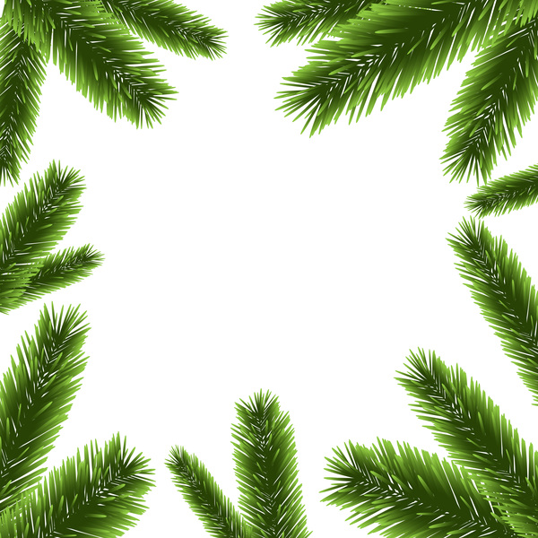 Christmas pine branches frame decor vector 01
