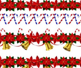 Christmas red decor border with bells vector