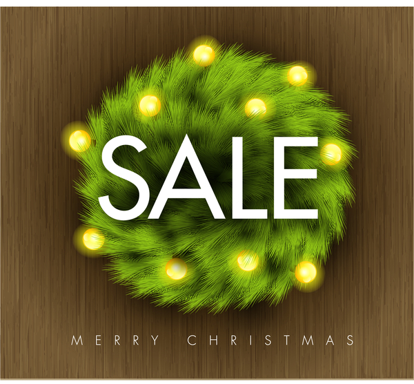 Christmas sale design with wooden background vector