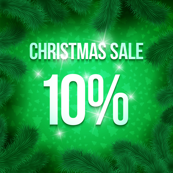 Christmas sale template with pine frame vector 01