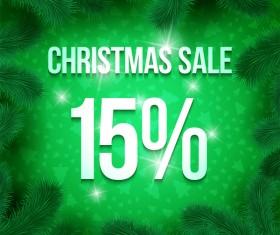 Christmas sale template with pine frame vector 15