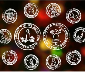 Christmas stamp white vector