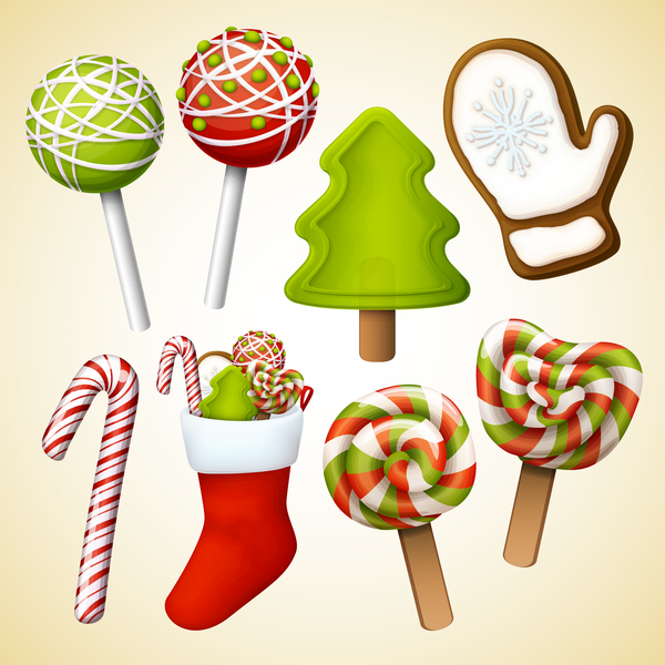 Christmas sweet candy vector set