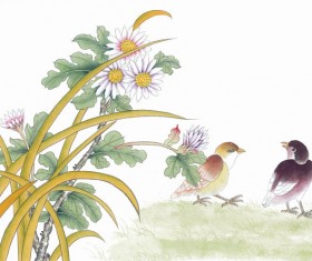 Chrysanthemum under the bird Stock Photo