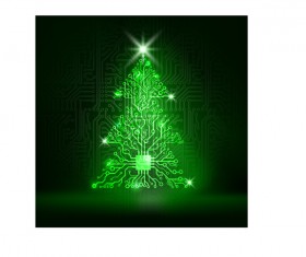 Circuit board with christmas tree vector