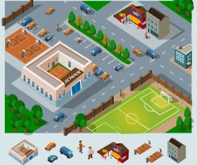 City buildings flat template vectors 04