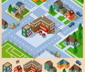 City buildings flat template vectors 05