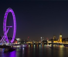 City lights Ferris wheel Big Ben HD picture