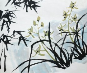 Classical orchid ink painting HD picture