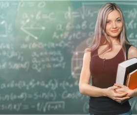 Classroom Young girl with books embraced HD picture