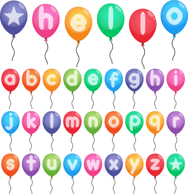 Colored balloon alphabet vector
