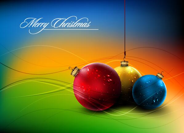 Colored christmas ball with blur background vector
