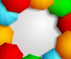Colored umbrellas frame vector