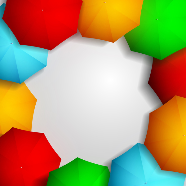 Colored umbrellas frame vector