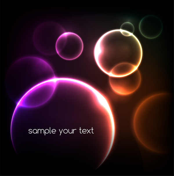 Colorful light cricles with dark background vector
