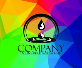 Company creative logos with colored polygon background vector 01