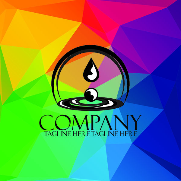 Company creative logos with colored polygon background vector 01