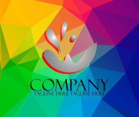 Company creative logos with colored polygon background vector 02