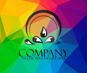 Company creative logos with colored polygon background vector 03