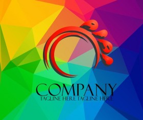 Company creative logos with colored polygon background vector 04
