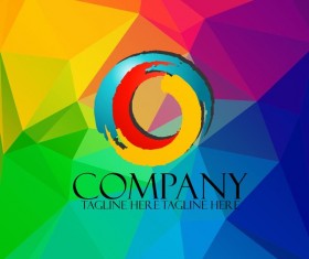 Company creative logos with colored polygon background vector 05