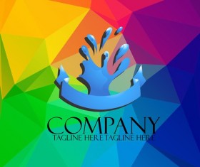 Company creative logos with colored polygon background vector 06