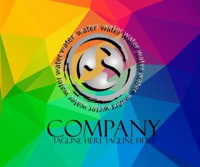 Company creative logos with colored polygon background vector 07