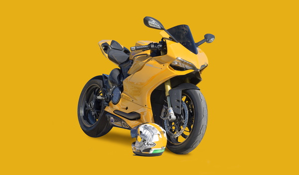 Cool yellow motorcycle Stock Photo