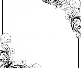 Corner floral swirl ornaments with frame vector