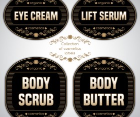 Cosmetics black labels template vector 01