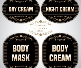 Cosmetics black labels template vector 02