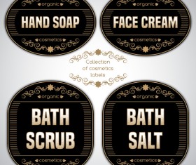 Cosmetics black labels template vector 04