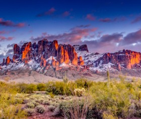 Covered with sunset natural beauty of the mountains