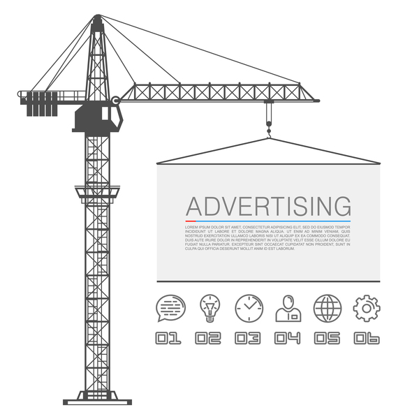 Crane lifts with advertising board vector