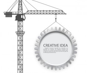 Crane lifts with gear creative template vector