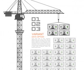 Crane lifts with gear money vector