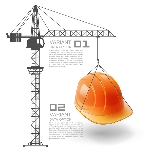 Crane lifts with helmet vector