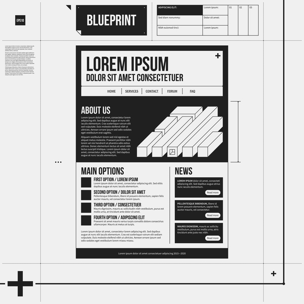 Creative news paper pages layout template vector 08