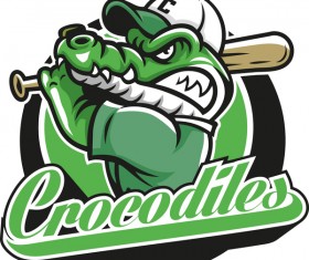 Crocodile with baseball label vector