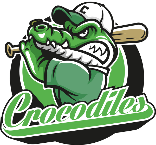 Crocodile with baseball label vector