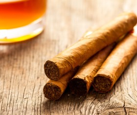 Cuban cigars on the table Stock Photo