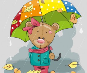 Cute bears baby card vector material 01