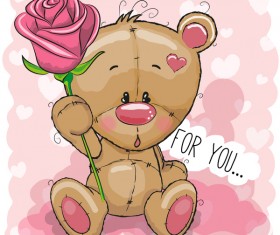 Cute bears baby card vector material 02