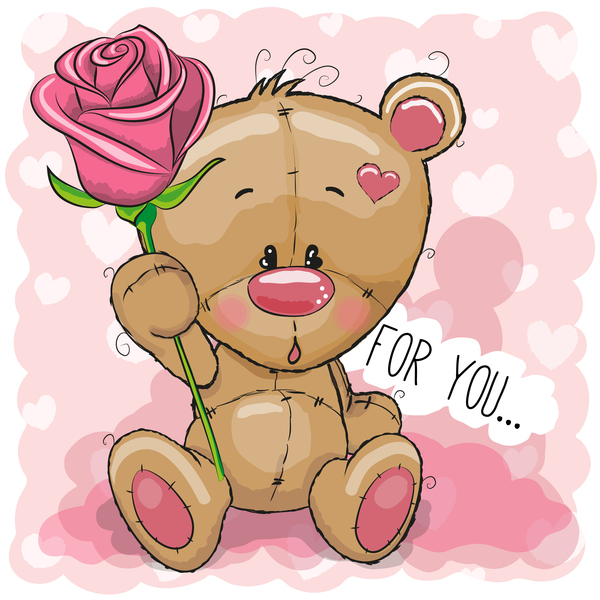 Cute bears baby card vector material 02