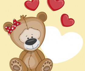 Cute bears baby card vector material 03