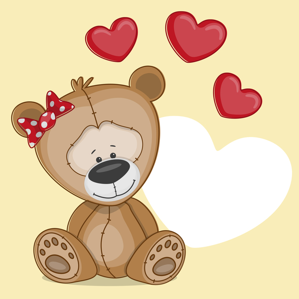 Cute bears baby card vector material 03