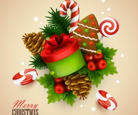 Cute christmas sweet background vector 01